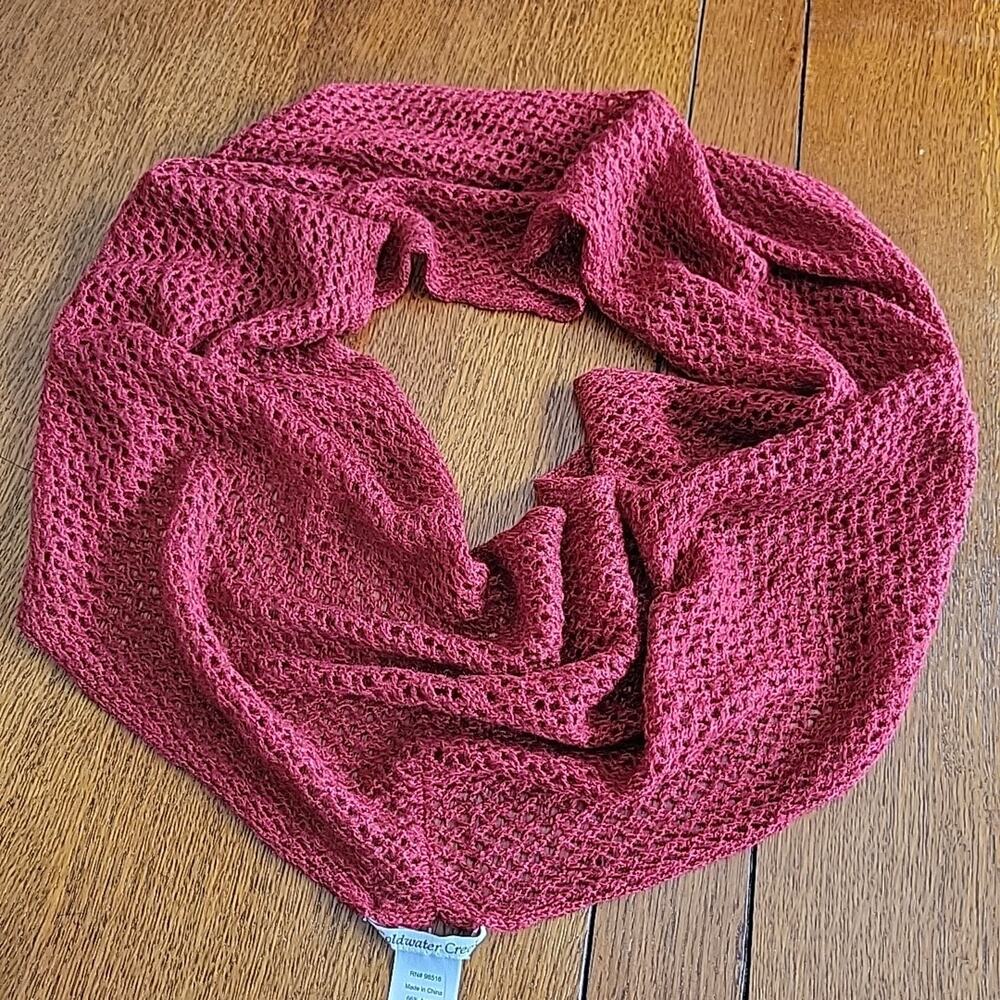 Infinity Scarf Coldwater Creek Open Knit Sweater Solid NEW Burgundy Red Wine